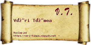 Vári Tímea névjegykártya